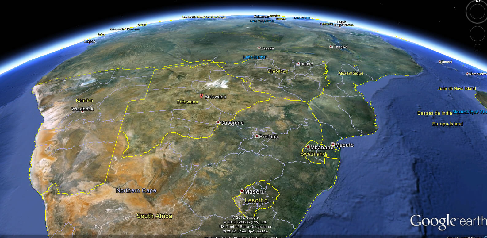 Botswana Earth Map